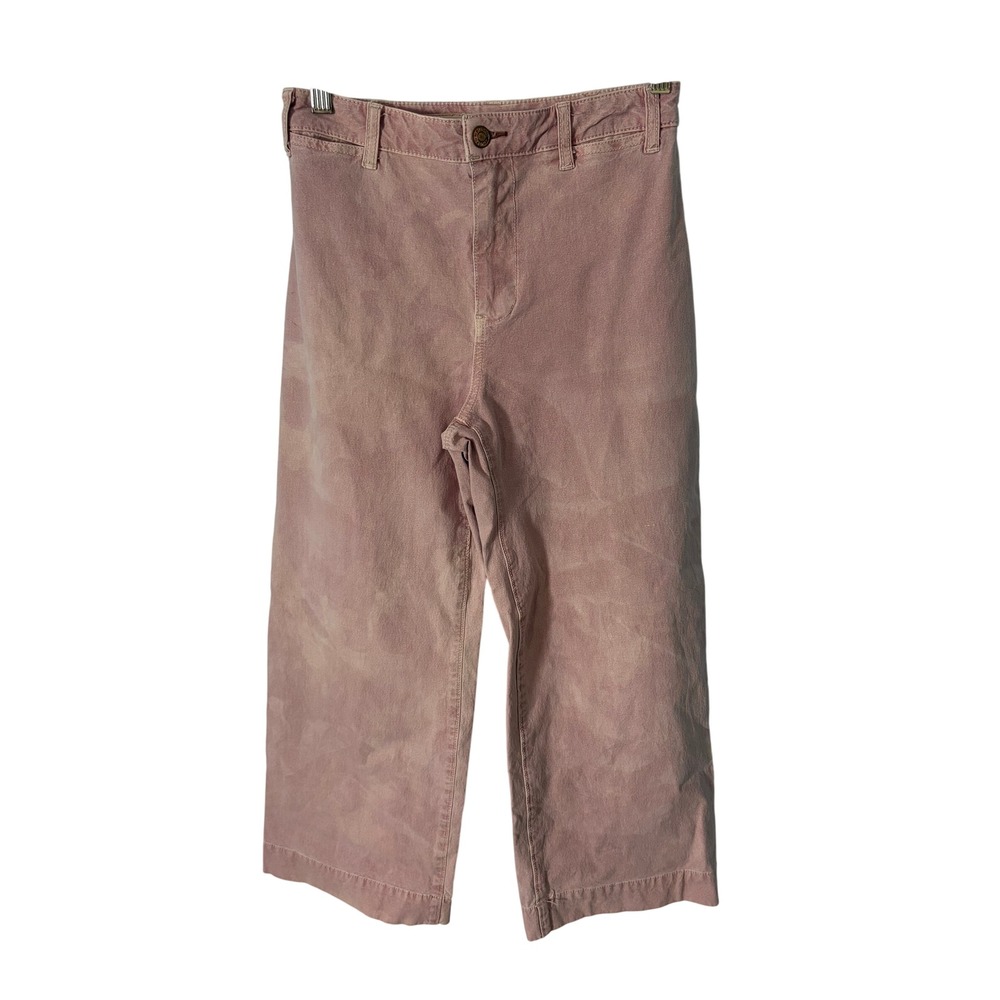 Pilcro and the Letterpress Pink Acid Wash Wide Leg Cropped Pants Size 26 Coastal